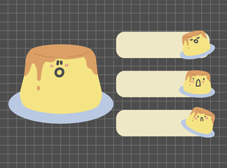 Colorful sticky note with cute food illustration set