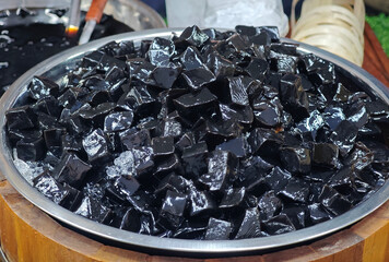 grass herb black jelly asia dessert