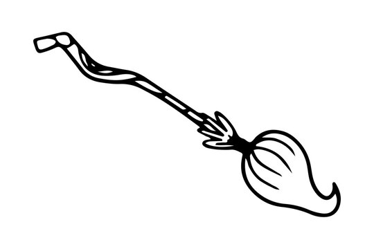 Vector illustration of a broomstick, a witch flying a broomstick. Broom for Halloween. Witch broom illustration. Halloween theme illustration
