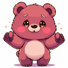 Fototapeta premium Süßer, niedlicher, cartoonartiger Bär mit liebevollem Ausdruck