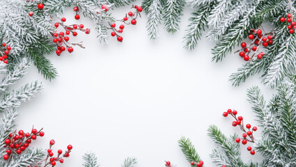 Christmas tree on a plain background. Christmas greetings website header or advertisement.