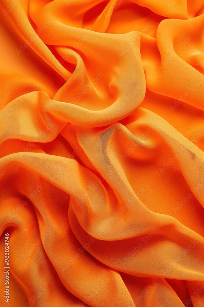 Aufkleber vibrant orange fabric texture pattern close-up view. crinkled material with subtle sheen and warm co