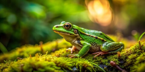 Obraz premium macro frog leg vibrant green forest floor subtle gradient natural habitat wildlife photography closeup texture detail botanical theme botanical photography lush vegetation mossy environment