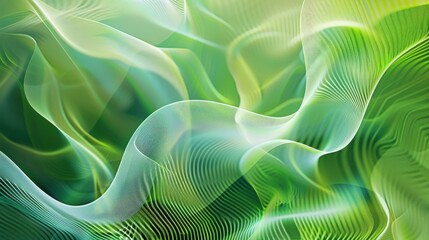 Vibrant abstract background with undulating lines and shapes in various shades of green, conveying a sense of movement and freshness.