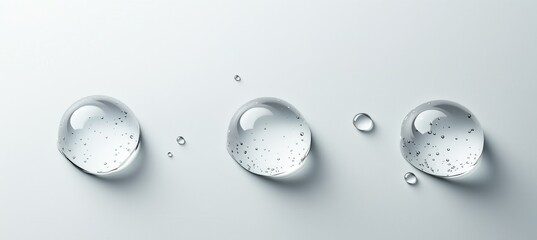 White background with three water drops, vector illustration, white color palette