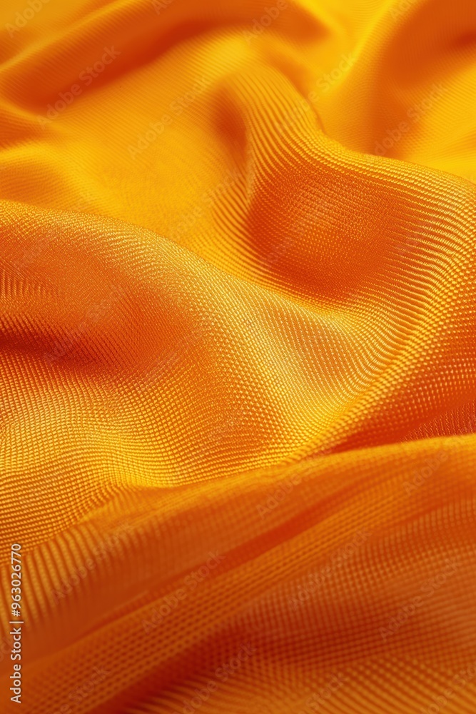 Poster vibrant orange fabric with criss-cross pattern, close-up view from slightly elevated angle. fabric t