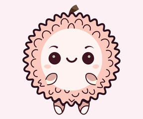 Cute Cartoon Lychee Illustration Vector 