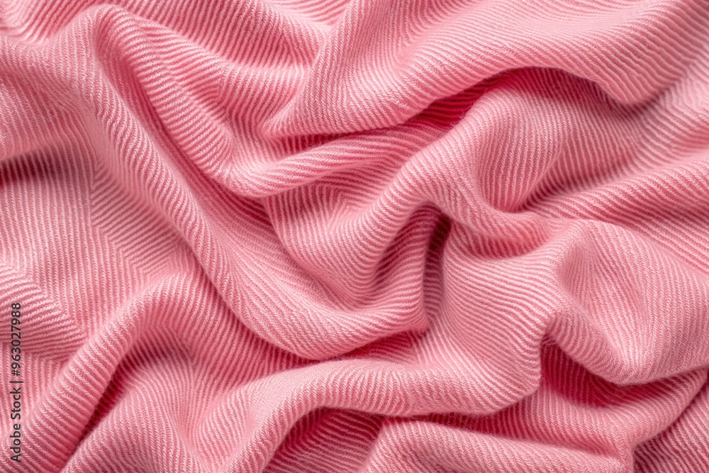 Aufkleber pink fabric texture pattern close-up. crinkled pink material folded to create depth, dimension. blur