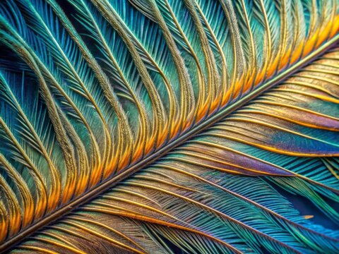 Microscopic view of a bird's feather's microscopic structure and fibers
