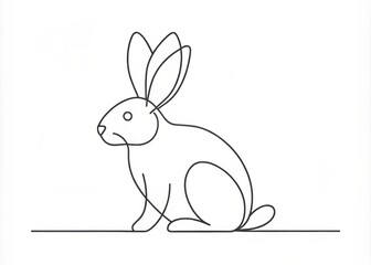 Obraz premium Minimalist Line Drawing Rabbit Minimalist Mood Simple Design Concept Elements