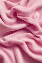 Obraz premium Pink fabric texture pattern close-up view. Crumpled folds create depth dimensionality. Blurred background highlights intricate details. Textured fabric in black and white.