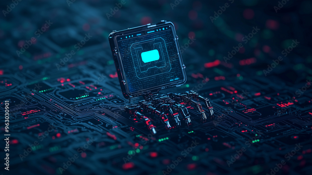 Aufkleber technology digital marketing, internet of chatbot technology in the future computer lifestyle techno