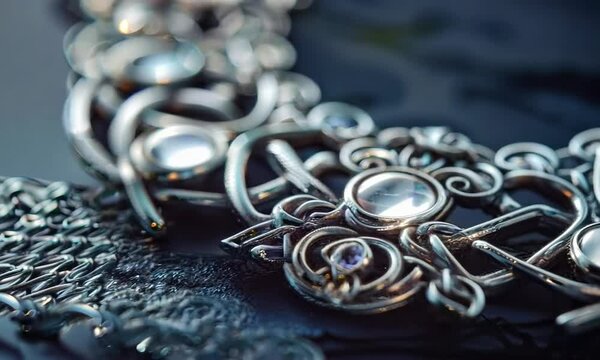 Intricate silver necklace with Celtic knotwork and moonstone accents, Video