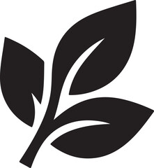 Fototapeta premium Branch with leaves and stem silhouette Vector illustration