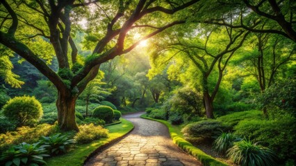 nature-winding-path-leafy-canopy-dappled-light- verdant-growth-soothing-atmosphere-serene