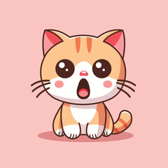 Cute Cat Shocked Cartoon Vector Icon Illustration