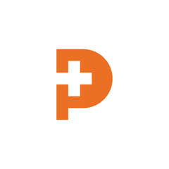 Letter P Plus Positive Logo design vector template