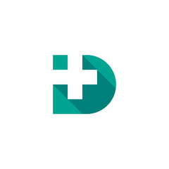 Letter D Positive Plus Logo design vector template