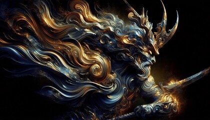 Metallic Susanoo the Japanese storm Goddess