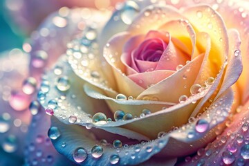 Pastel colors rose dew droplets