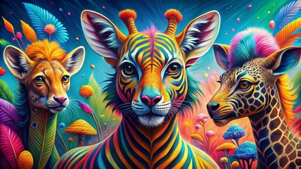 Obraz premium playful animal art vibrant color palette mixed