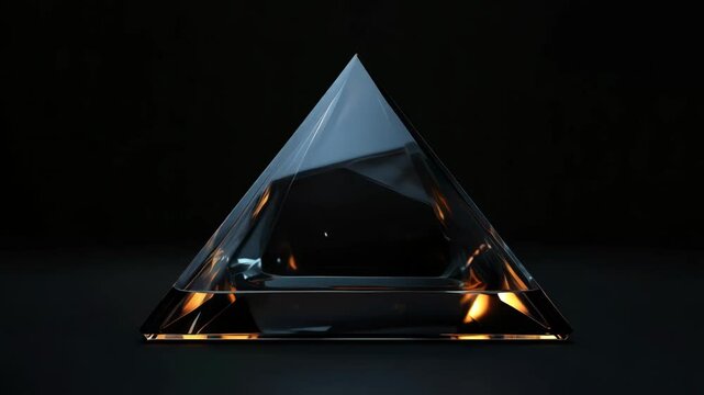 Glass pyramid with glowing accents on a dark background