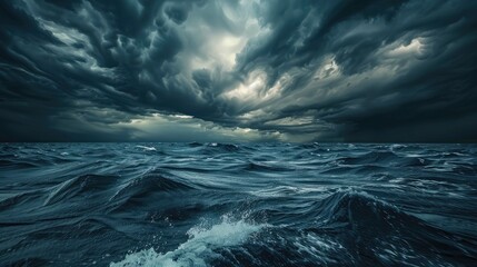 Dramatic cloudy sky over a dark stormy sea