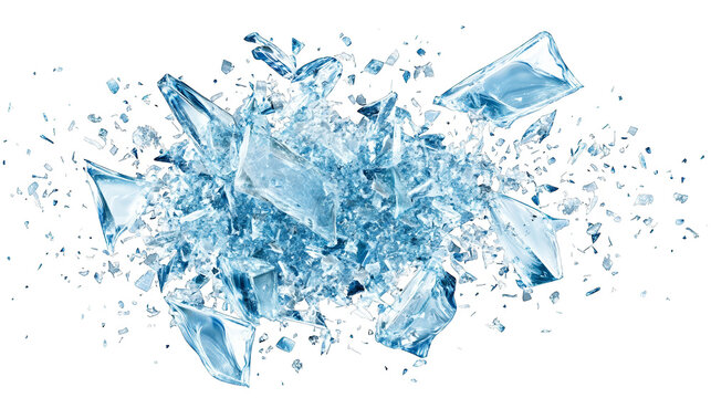 Abstract Shattered Ice Explosion with Glitch Effect