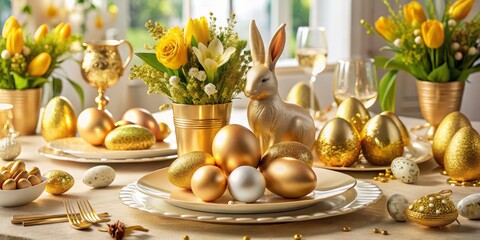 Rich and elegant gold Easter-themed party decorations