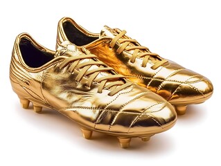 Pair of golden football boots, cut out