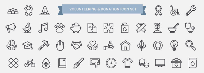 people volunteer work donating icon set