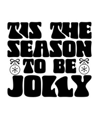 Tis the season to be jolly Christmas retro wavy groovy t shirt design.