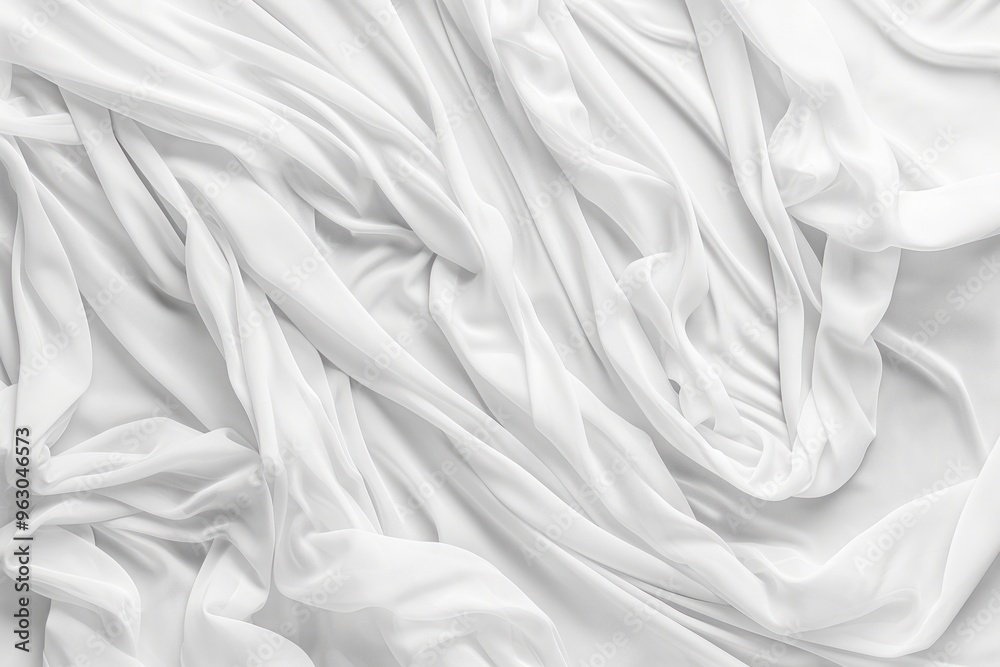 Leinwandbilder close-up view of white fabric with intricate weave and texture. fabric spread out on stark white bac
