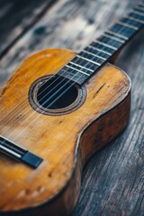 Classic Guitar. Original Wooden Instrument Concept for Small String Music