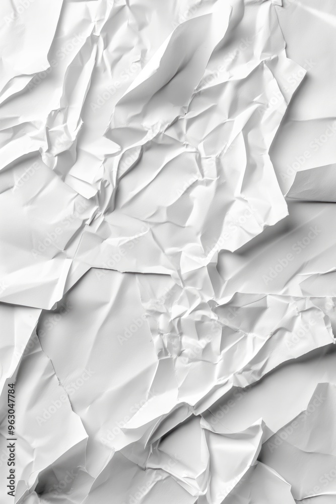 Aufkleber crumpled white paper texture with rough edges and creases. close-up view of cardboard surface. eco-f