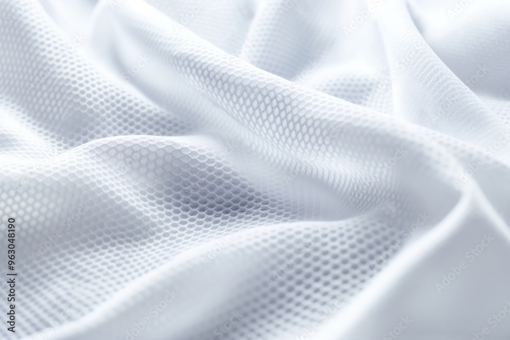 Poster White fabric with unique texture and small holes creating pattern. Possibly lightweight material like cotton or linen, folded for emphasis. Elevated angle offers comprehensive view.