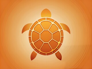 simplified turtle shell symbol in muted orange