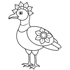 animals mandala bird coloring page line art
