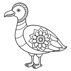 animals mandala bird coloring page line art
