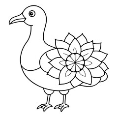 animals mandala bird coloring page line art
