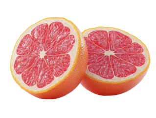 Juicy Pink Grapefruit Halves with Glitch Art Background