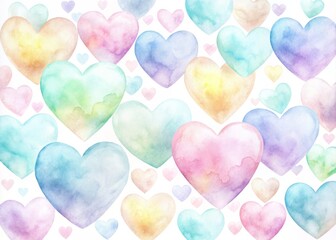 Obraz premium soft blended watercolor hearts in a gradient of pastel colors for baby shower invitations
