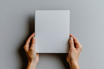 Hands holding blank paper. Created with Ai