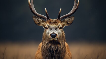 A regal stag gazes intently amidst the quiet beauty of early dawn