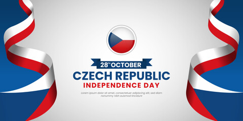 Czech Republic Independence Day Background With Waving Ribbon Flag Design