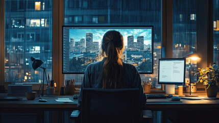 A virtual job interview is conducted, with the candidate and interviewer engaging through screens.