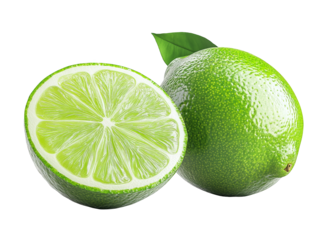Fresh Green Lime with Leaf Close Up