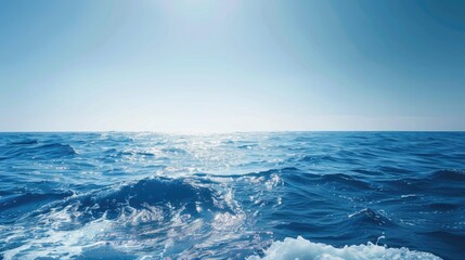 Fototapeta premium Clear sky and waves in the blue sea