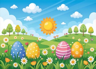 spring Easter flat design vector illustration concept