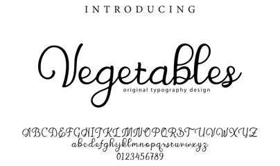 Vegetables Font Stylish brush painted an uppercase vector letters, alphabet, typeface